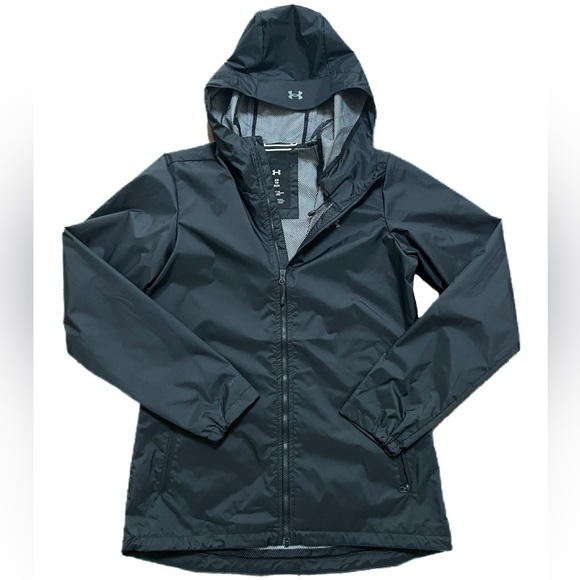 Under Armour Women's Large Storm Waterproof Rain Jacket, Black, NWOT - Picture 1 of 5